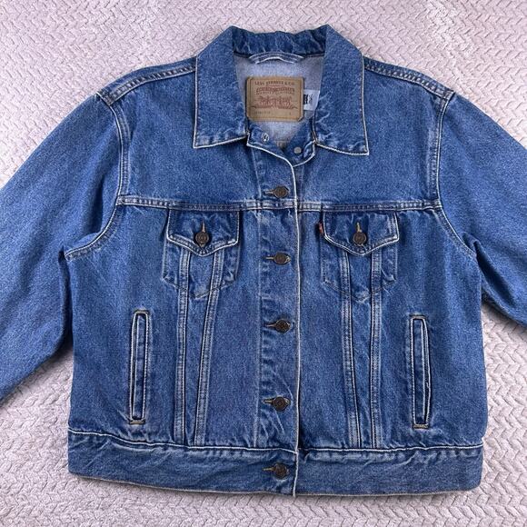 Vintage Levis Trucker Jacket Womens Large Denim Cropped Y2K 2001 Biker Grunge - Picture 4 of 16
